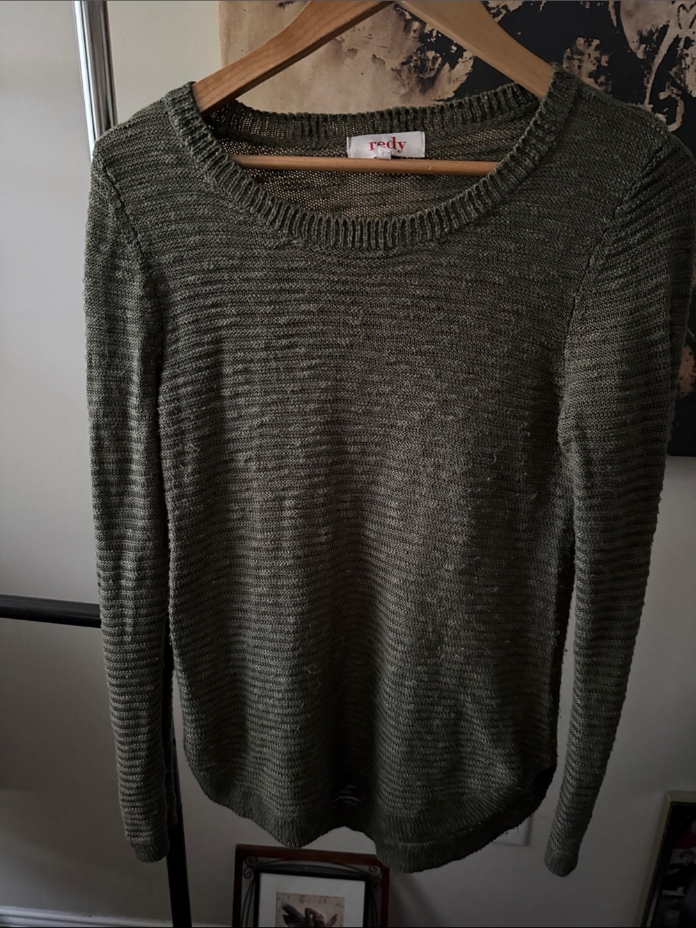 Red Olive Crewneck Sweater in Deep Olive Green